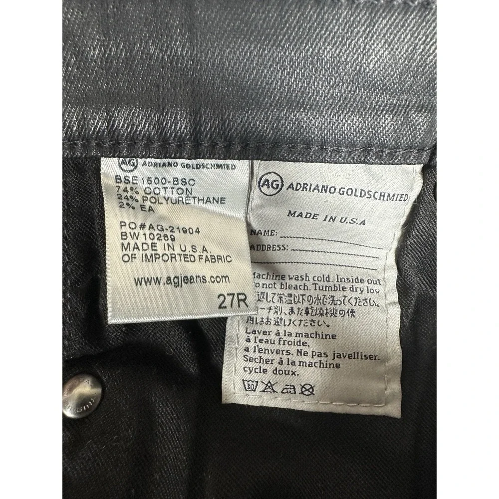 AG ADRIANO GOLDSCHMIED Black Coated The Absolute Legging Extreme Skinny Jean 27R